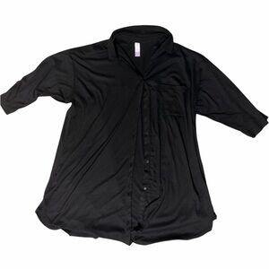 JoySpun Black Oversized Button Up